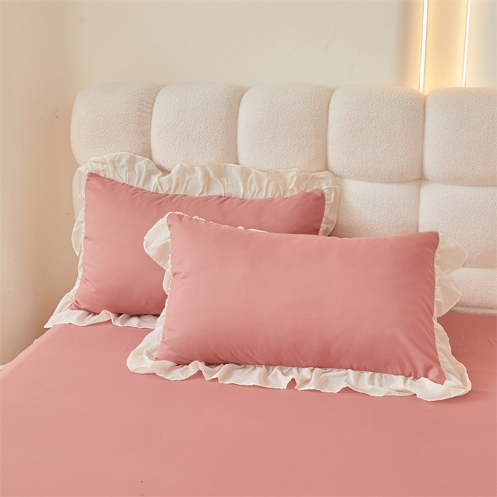 91家纺网 家纺一手货源 找家纺 （总）缦绣阁家纺 2025新款水洗棉刺绣纯色床裙三件套跨境外贸传供