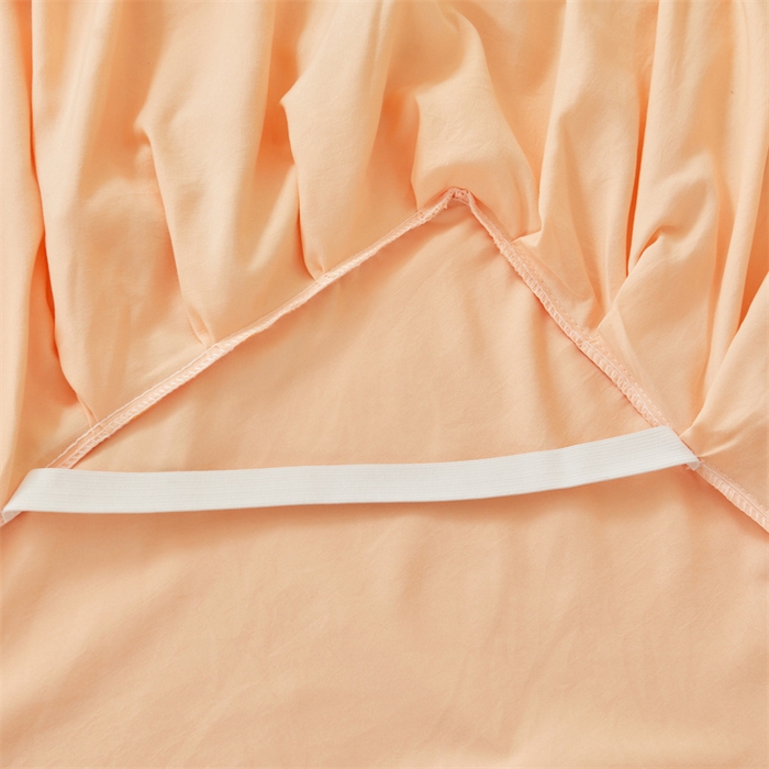 91家纺网 家纺一手货源 找家纺 缦绣阁家纺 2025新款水洗棉刺绣纯色床裙三件套跨境外贸传供 郁金花-暖阳桔