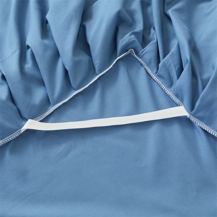 91家纺网 家纺一手货源 找家纺 缦绣阁家纺 2025新款水洗棉刺绣纯色床裙三件套跨境外贸传供 郁金花-天空蓝