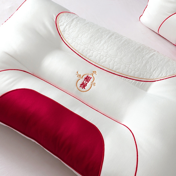 91家纺网 家纺一手货源 找家纺 （总）糖果枕芯 2025新款婚庆枕芯新中式福禄绣花护颈枕