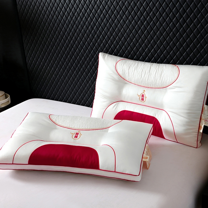 91家纺网 家纺一手货源 找家纺 （总）糖果枕芯 2025新款婚庆枕芯新中式福禄绣花护颈枕