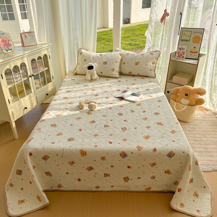 91家纺网 家纺一手货源 找家纺 （总）春光里 2025新款A版云感棉皱皱纱B版牛奶绒夹棉床盖三件套