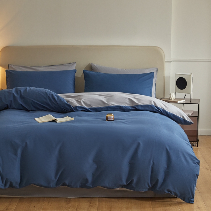 91家纺网 家纺一手货源 找家纺 卓越家纺 2025新款全棉加厚磨毛四件套 午夜蓝宝