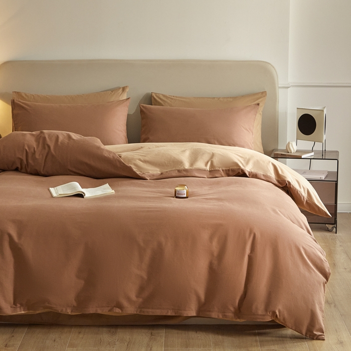 91家纺网 家纺一手货源 找家纺 卓越家纺 2025新款全棉加厚磨毛四件套 浓情可可