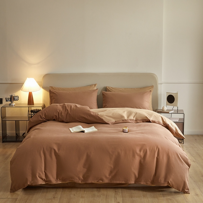 91家纺网 家纺一手货源 找家纺 卓越家纺 2025新款全棉加厚磨毛四件套 浓情可可