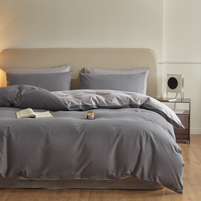 91家纺网 家纺一手货源 找家纺 卓越家纺 2025新款全棉加厚磨毛四件套 冰岩烟木