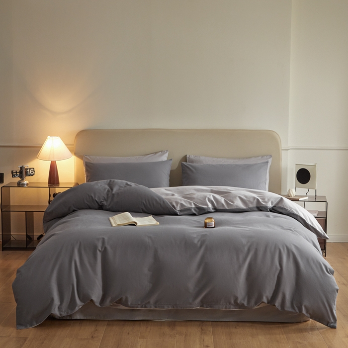 91家纺网 家纺一手货源 找家纺 卓越家纺 2025新款全棉加厚磨毛四件套 冰岩烟木