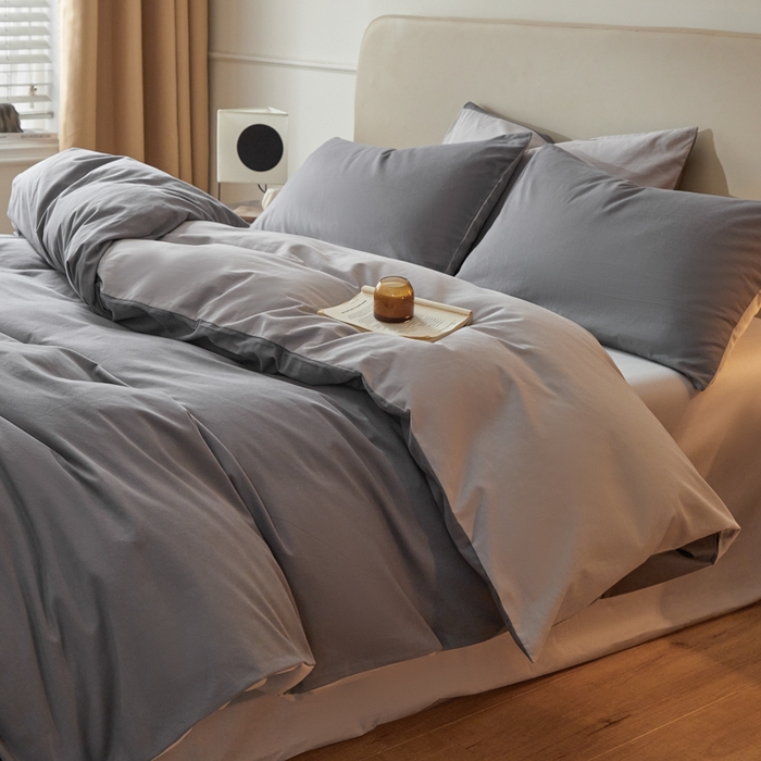 91家纺网 家纺一手货源 找家纺 卓越家纺 2025新款全棉加厚磨毛四件套 冰岩烟木