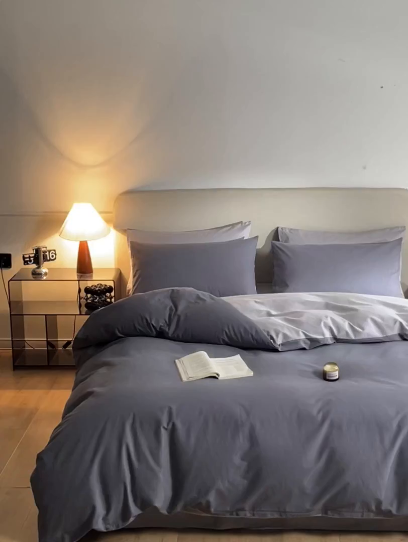 91家纺网 家纺一手货源 找家纺 卓越家纺 2025新款全棉加厚磨毛四件套 冰岩烟木