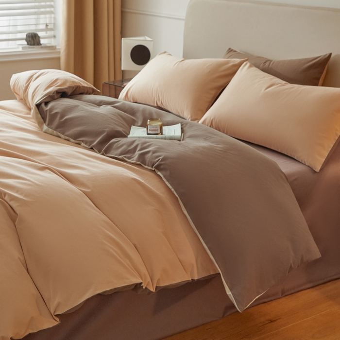 91家纺网 家纺一手货源 找家纺 卓越家纺 2025新款全棉加厚磨毛四件套 栗子奶棕