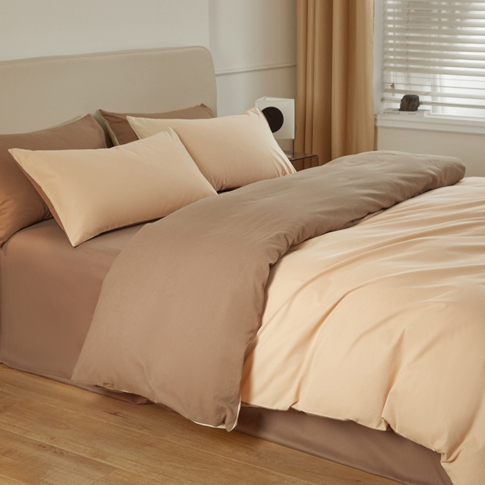 91家纺网 家纺一手货源 找家纺 卓越家纺 2025新款全棉加厚磨毛四件套 栗子奶棕