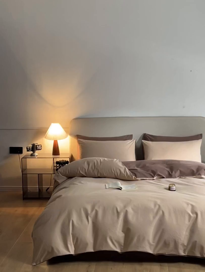 91家纺网 家纺一手货源 找家纺 卓越家纺 2025新款全棉加厚磨毛四件套 栗子奶棕