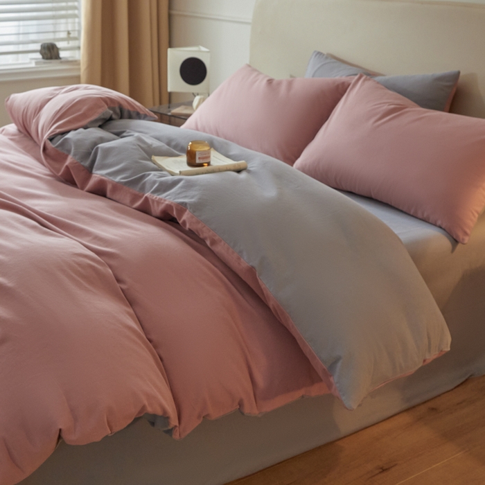 91家纺网 家纺一手货源 找家纺 卓越家纺 2025新款全棉加厚磨毛四件套 迷失粉雾