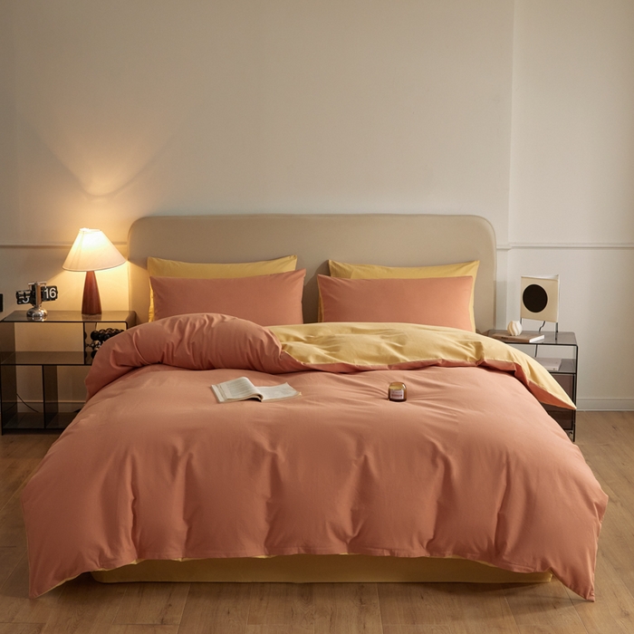 91家纺网 家纺一手货源 找家纺 卓越家纺 2025新款全棉加厚磨毛四件套 蜜糖南瓜