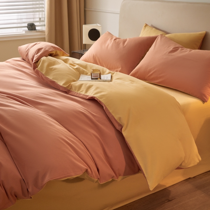 91家纺网 家纺一手货源 找家纺 卓越家纺 2025新款全棉加厚磨毛四件套 蜜糖南瓜