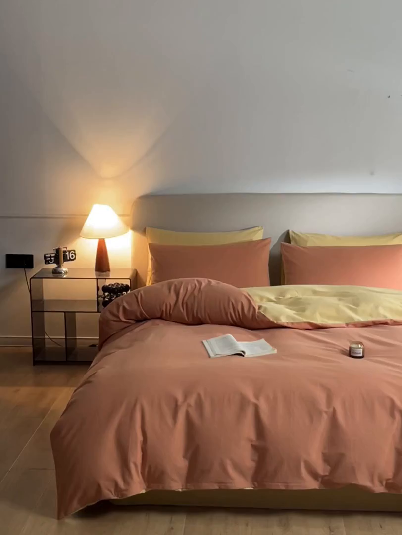 91家纺网 家纺一手货源 找家纺 卓越家纺 2025新款全棉加厚磨毛四件套 蜜糖南瓜