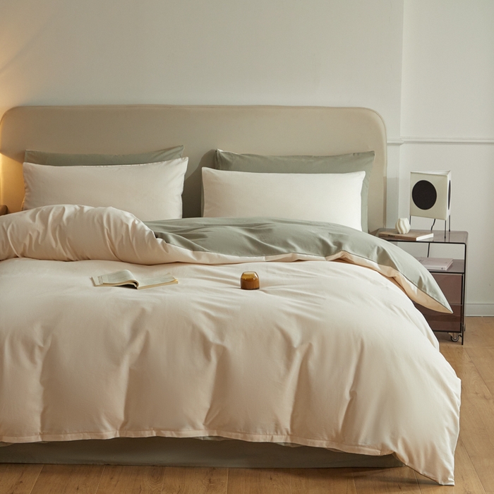 91家纺网 家纺一手货源 找家纺 卓越家纺 2025新款全棉加厚磨毛四件套 香草抹茶