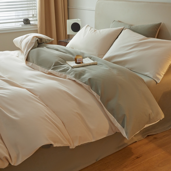 91家纺网 家纺一手货源 找家纺 卓越家纺 2025新款全棉加厚磨毛四件套 香草抹茶