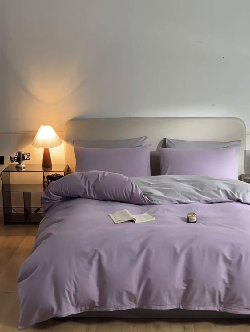 91家纺网 家纺一手货源 找家纺 卓越家纺 2025新款全棉加厚磨毛四件套 星河烟紫