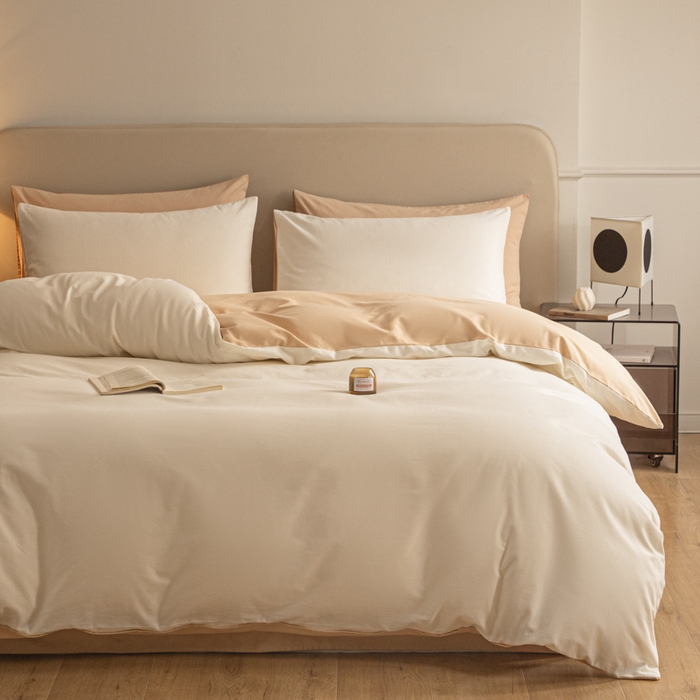 91家纺网 家纺一手货源 找家纺 卓越家纺 2025新款全棉加厚磨毛四件套 燕麦奶昔