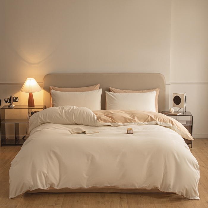 91家纺网 家纺一手货源 找家纺 卓越家纺 2025新款全棉加厚磨毛四件套 燕麦奶昔