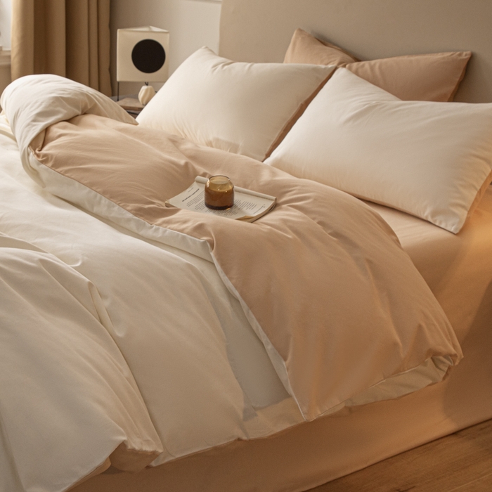 91家纺网 家纺一手货源 找家纺 卓越家纺 2025新款全棉加厚磨毛四件套 燕麦奶昔