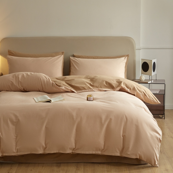 91家纺网 家纺一手货源 找家纺 卓越家纺 2025新款全棉加厚磨毛四件套 榛果摩卡