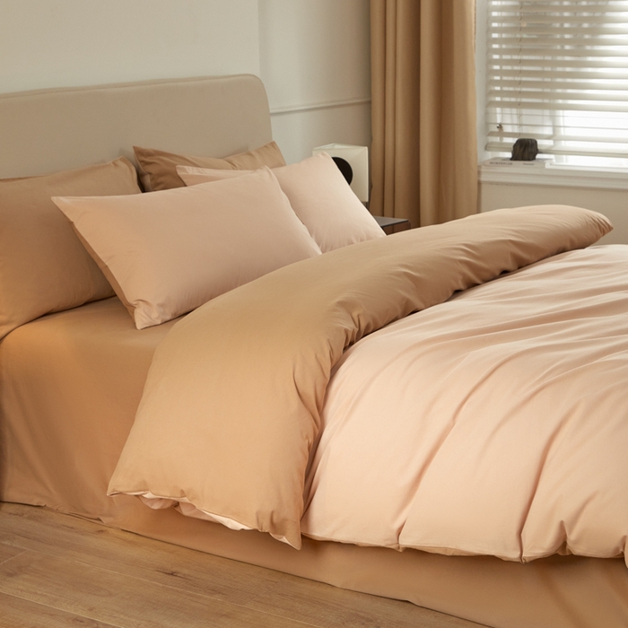 91家纺网 家纺一手货源 找家纺 卓越家纺 2025新款全棉加厚磨毛四件套 榛果摩卡