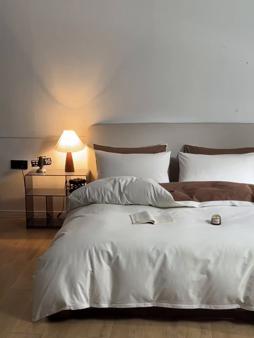 91家纺网 家纺一手货源 找家纺 卓越家纺 2025新款全棉加厚磨毛四件套 芝士奶咖