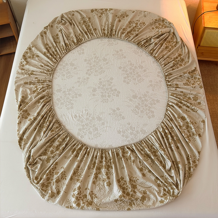 91家纺网 家纺一手货源 找家纺 麦乐迪 2025新款130克高克重仿棉印花单床笠 锦云花簇-黄