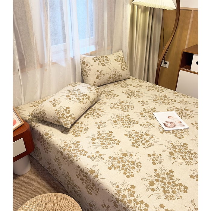 91家纺网 家纺一手货源 找家纺 麦乐迪 2025新款130克高克重仿棉印花单床单 锦云花簇-黄