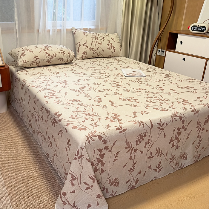 麦乐迪 2025新款130克高克重仿棉印花单床单 棕藤逸韵