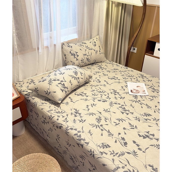 91家纺网 家纺一手货源 找家纺 麦乐迪 2025新款130克高克重仿棉印花单床单 灰铃垂枝