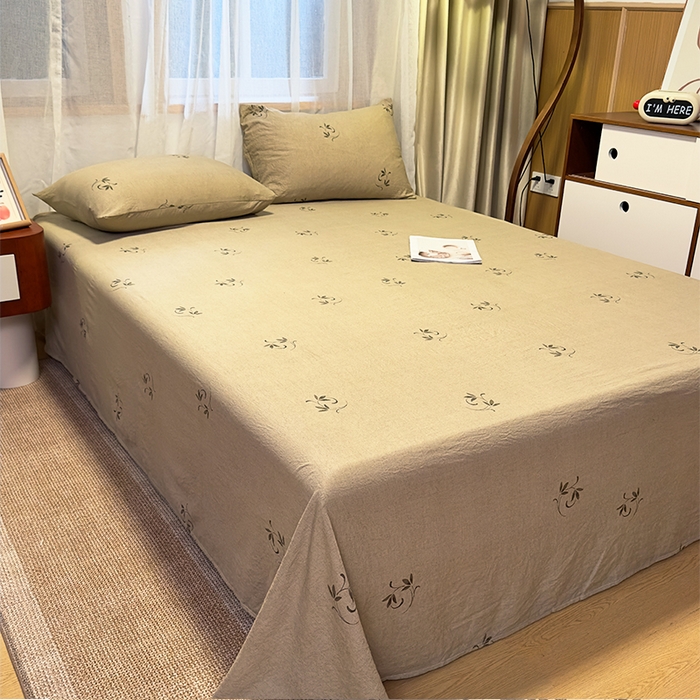 麦乐迪 2025新款130克高克重仿棉印花单床单 棕枝点韵