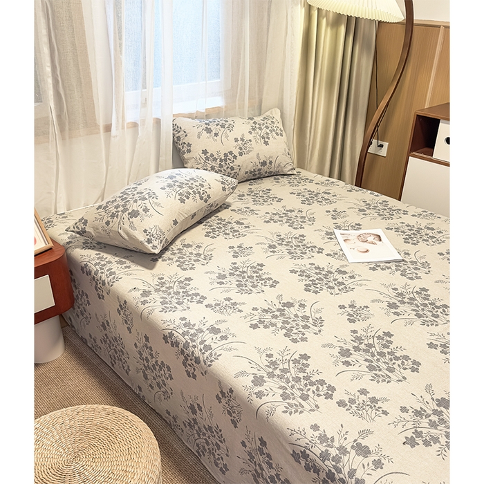 91家纺网 家纺一手货源 找家纺 麦乐迪 2025新款130克高克重仿棉印花单床单 锦云花簇-灰