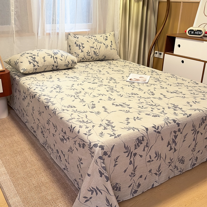 麦乐迪 2025新款130克高克重仿棉印花单床单 灰铃垂枝