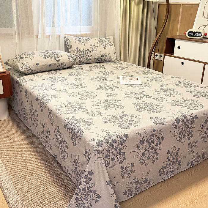 麦乐迪 2025新款130克高克重仿棉印花单床单 锦云花簇-灰