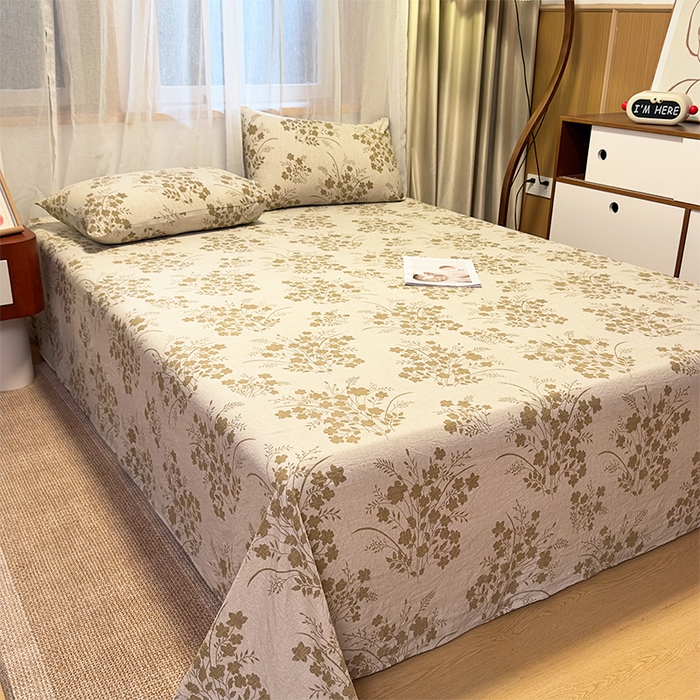 麦乐迪 2025新款130克高克重仿棉印花单床单 锦云花簇-黄