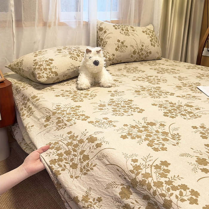 91家纺网 家纺一手货源 找家纺 麦乐迪 2025新款130克高克重仿棉印花单床单 锦云花簇-黄