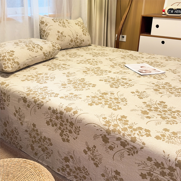 91家纺网 家纺一手货源 找家纺 麦乐迪 2025新款130克高克重仿棉印花单床单 锦云花簇-黄