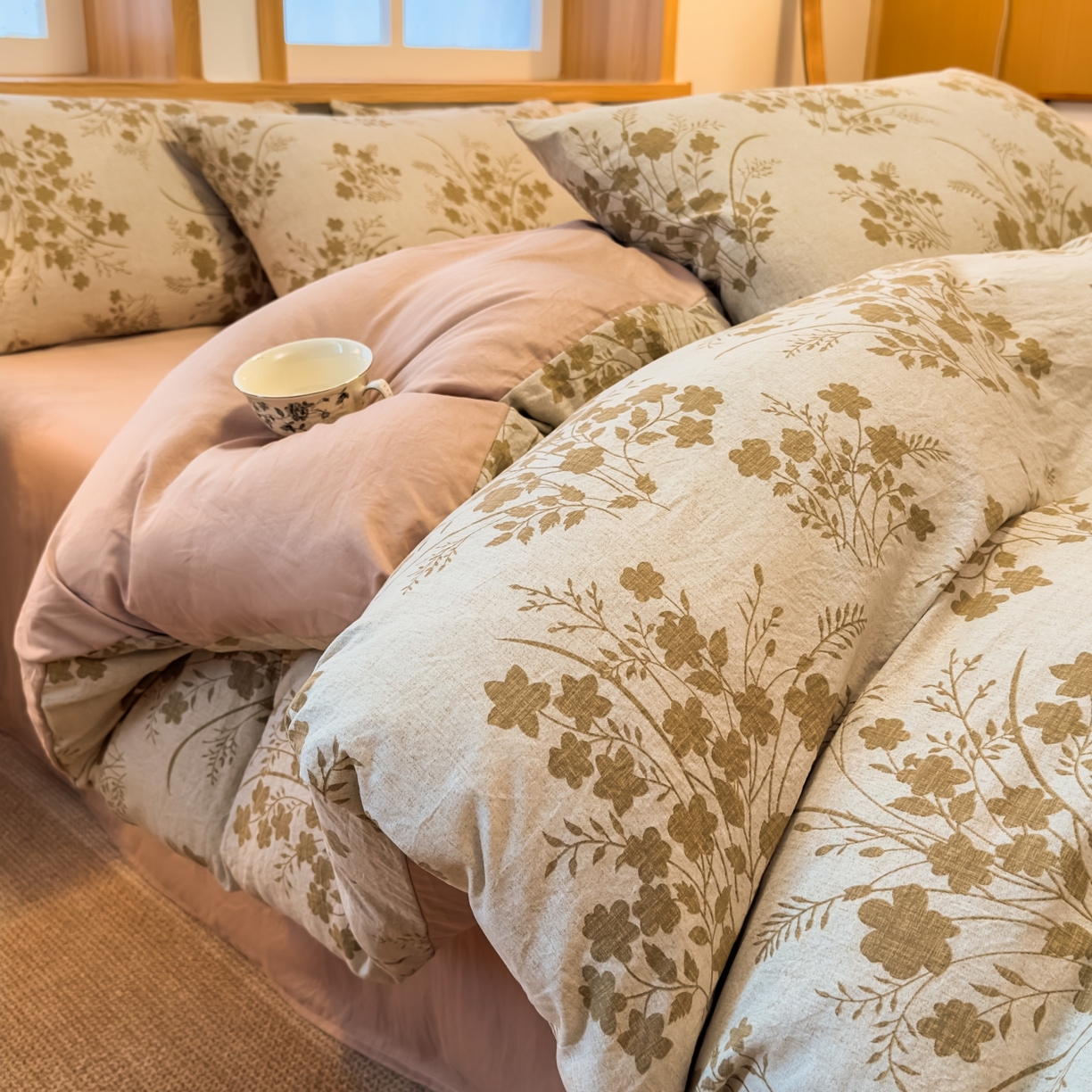 91家纺网 家纺一手货源 找家纺 麦乐迪 2025新款10A抗菌加厚磨毛印花四件套（提供买家秀） 锦云花簇-黄