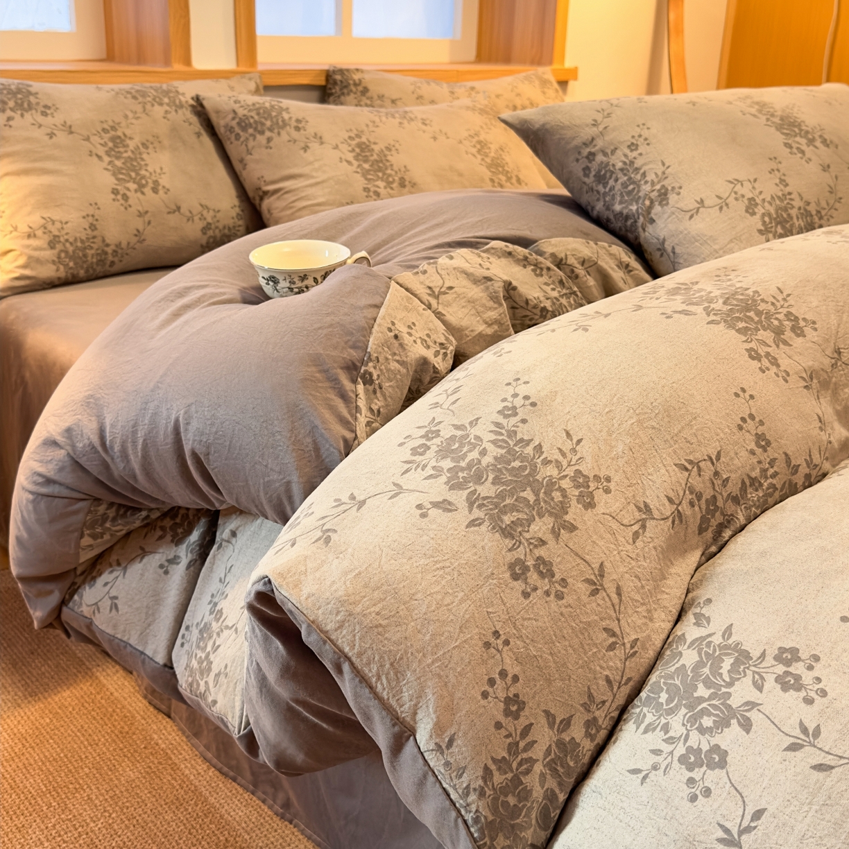 91家纺网 家纺一手货源 找家纺 麦乐迪 2025新款10A抗菌加厚磨毛印花四件套（提供买家秀） 繁花似锦