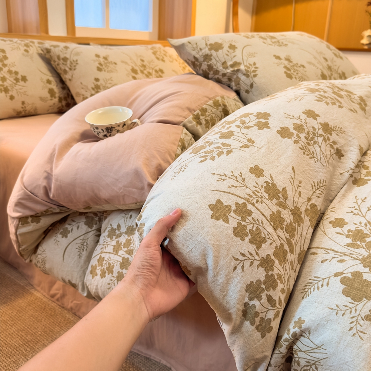 91家纺网 家纺一手货源 找家纺 麦乐迪 2025新款10A抗菌加厚磨毛印花四件套（提供买家秀） 锦云花簇-黄