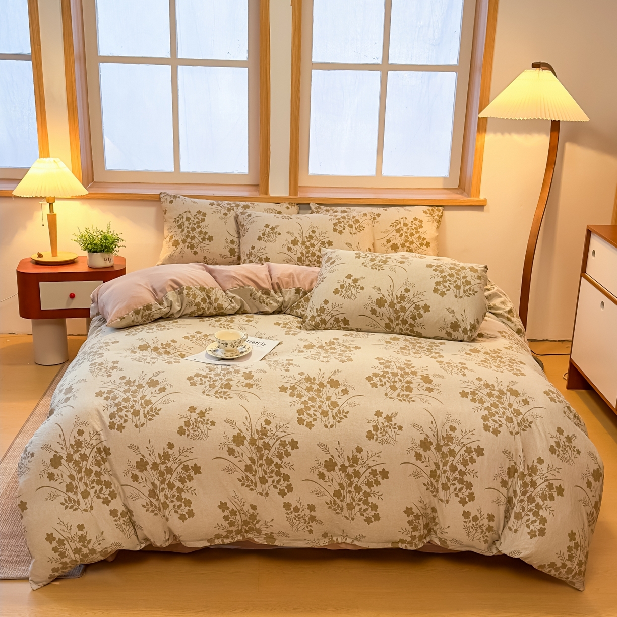 91家纺网 家纺一手货源 找家纺 麦乐迪 2025新款10A抗菌加厚磨毛印花四件套（提供买家秀） 锦云花簇-黄