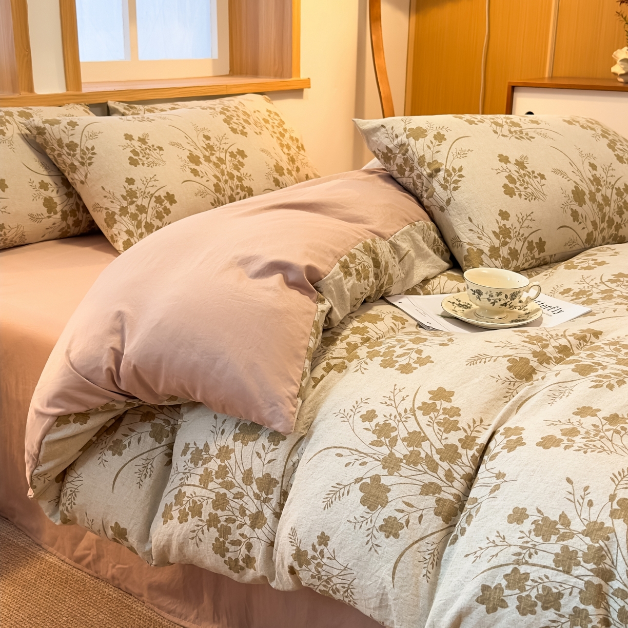 91家纺网 家纺一手货源 找家纺 麦乐迪 2025新款10A抗菌加厚磨毛印花四件套（提供买家秀） 锦云花簇-黄