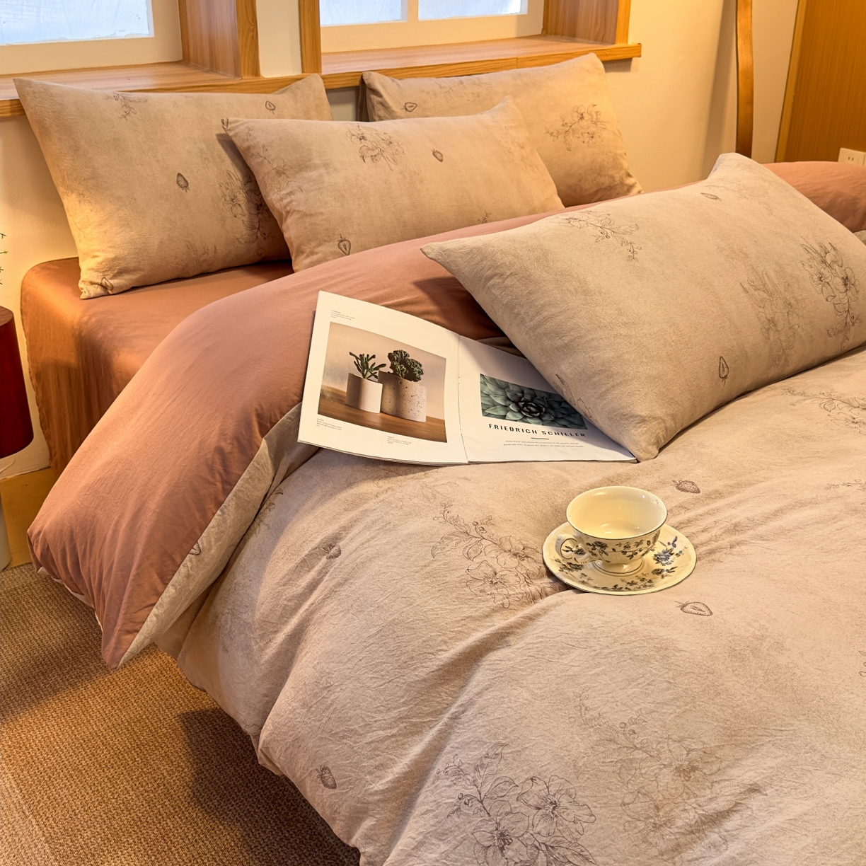 91家纺网 家纺一手货源 找家纺 麦乐迪 2025新款10A抗菌加厚磨毛印花四件套（提供买家秀） 草莓花语