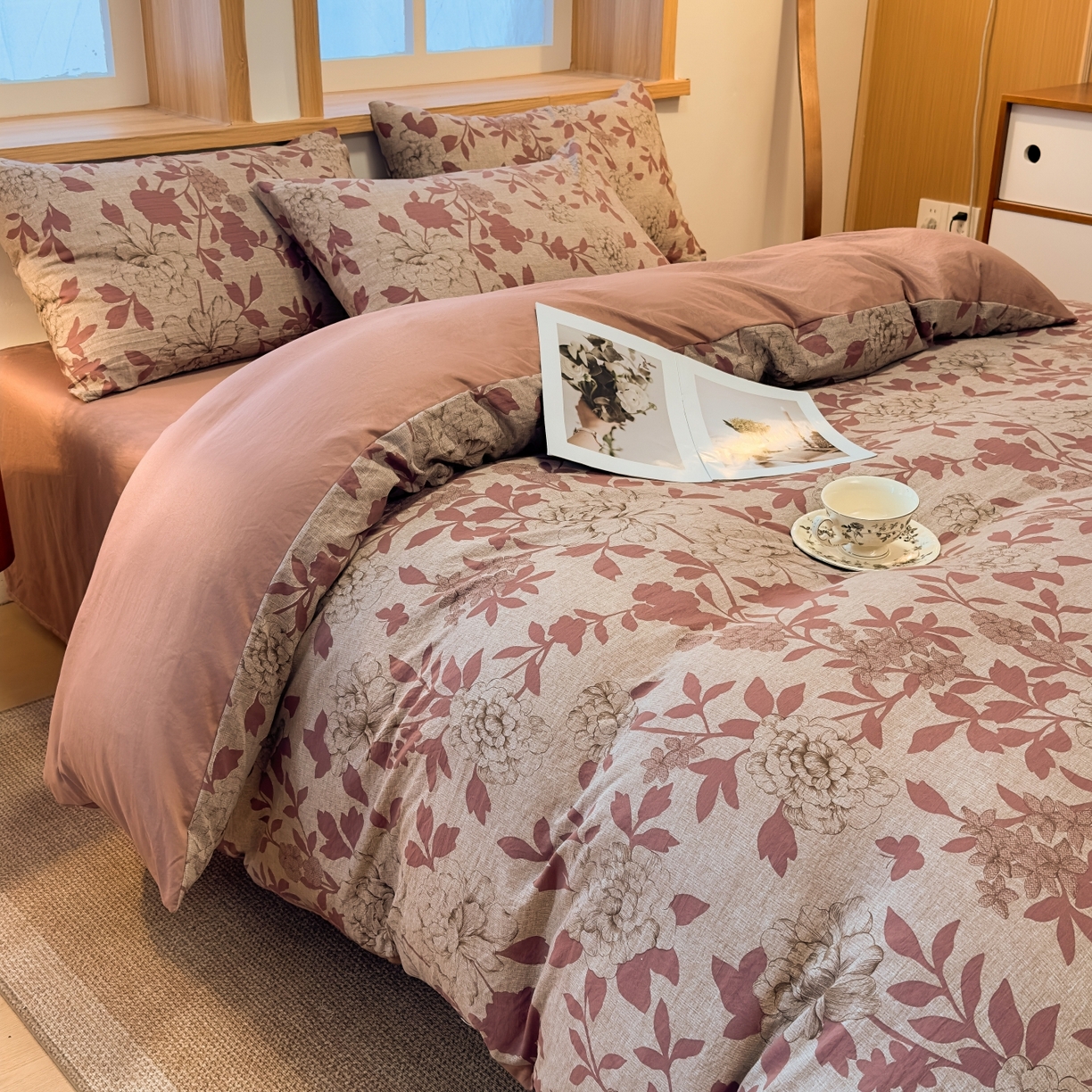 91家纺网 家纺一手货源 找家纺 麦乐迪 2025新款10A抗菌加厚磨毛印花四件套（提供买家秀） 牡丹花开