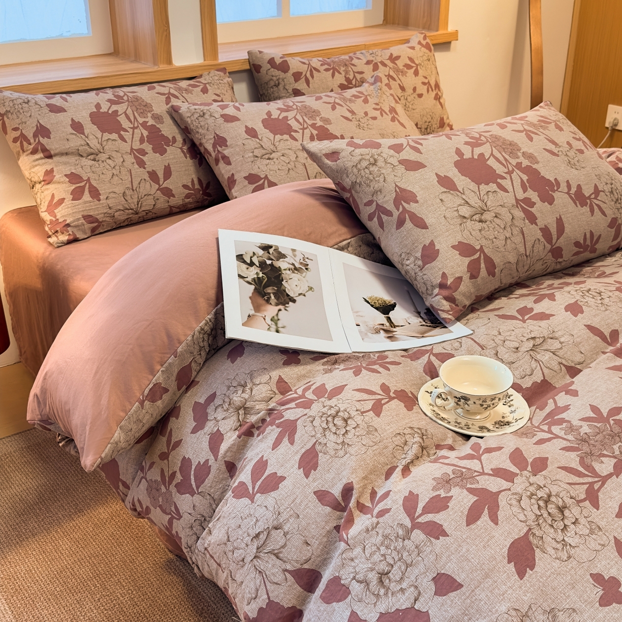 91家纺网 家纺一手货源 找家纺 麦乐迪 2025新款10A抗菌加厚磨毛印花四件套（提供买家秀） 牡丹花开