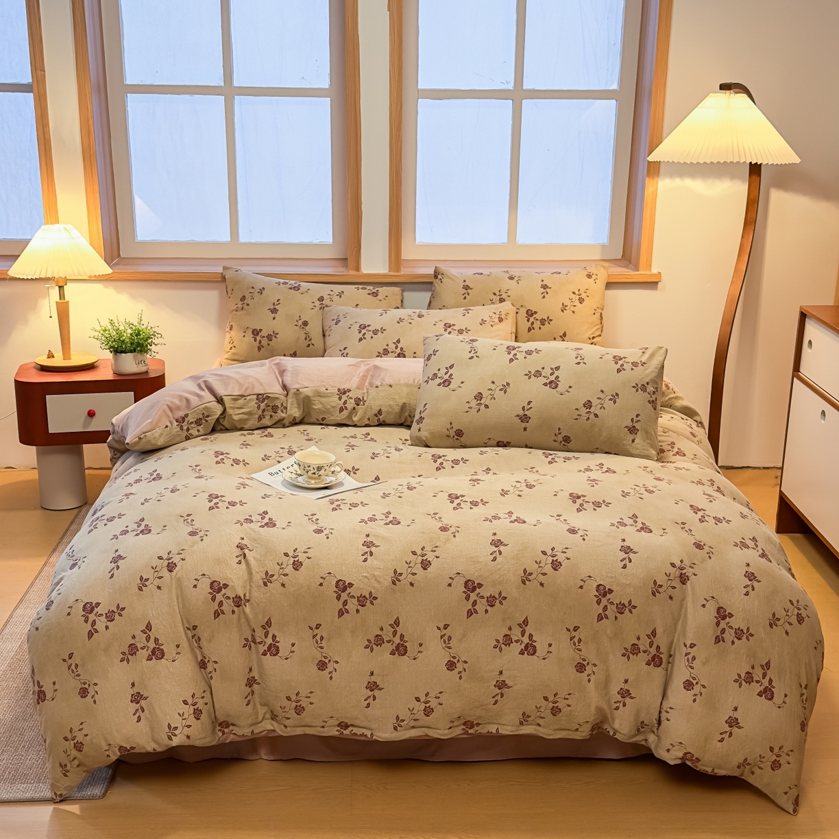 91家纺网 家纺一手货源 找家纺 麦乐迪 2025新款10A抗菌加厚磨毛印花四件套（提供买家秀） 玫瑰悠香-黄