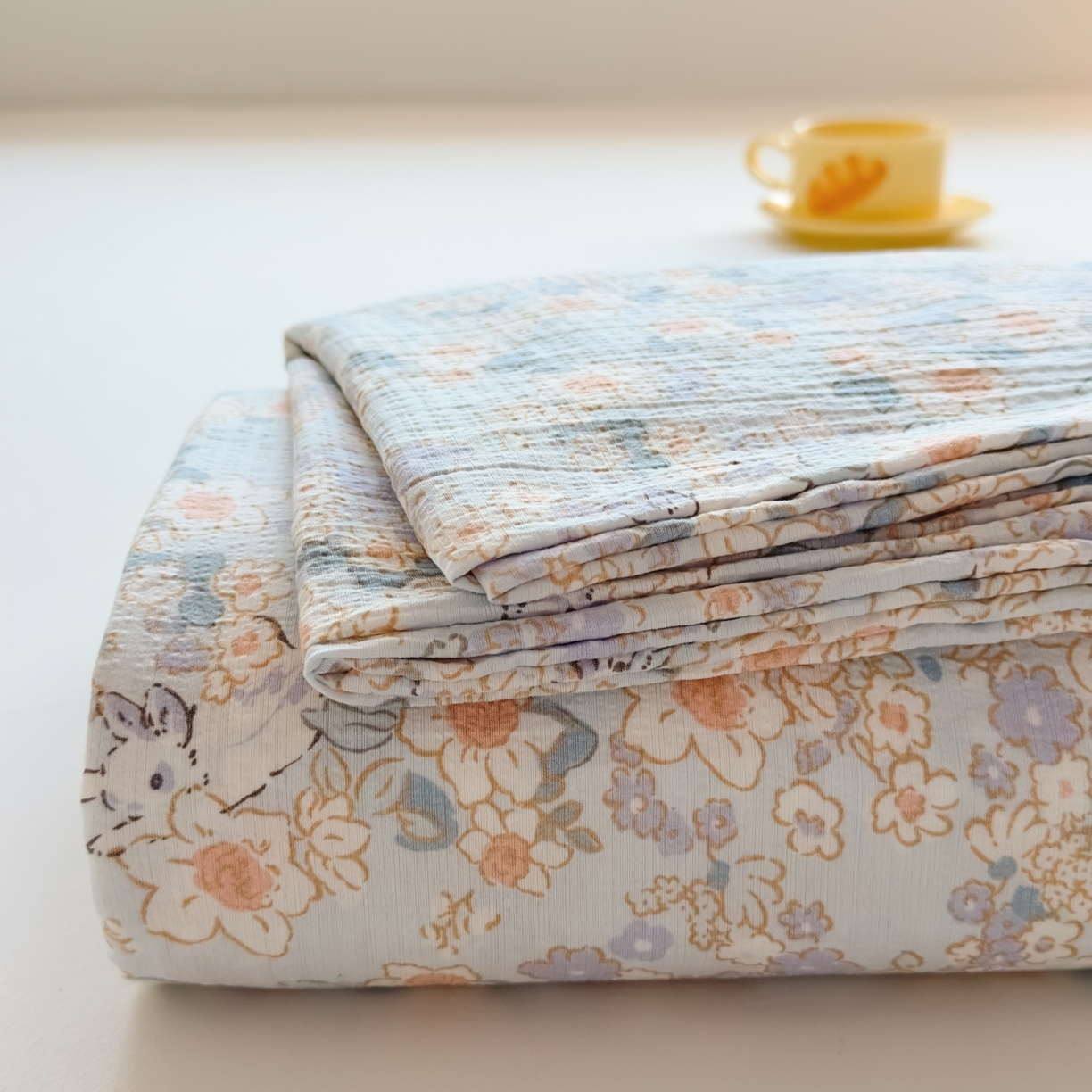 91家纺网 家纺一手货源 找家纺 （总）麦乐迪 2025新款A类云感双层纱印花床单